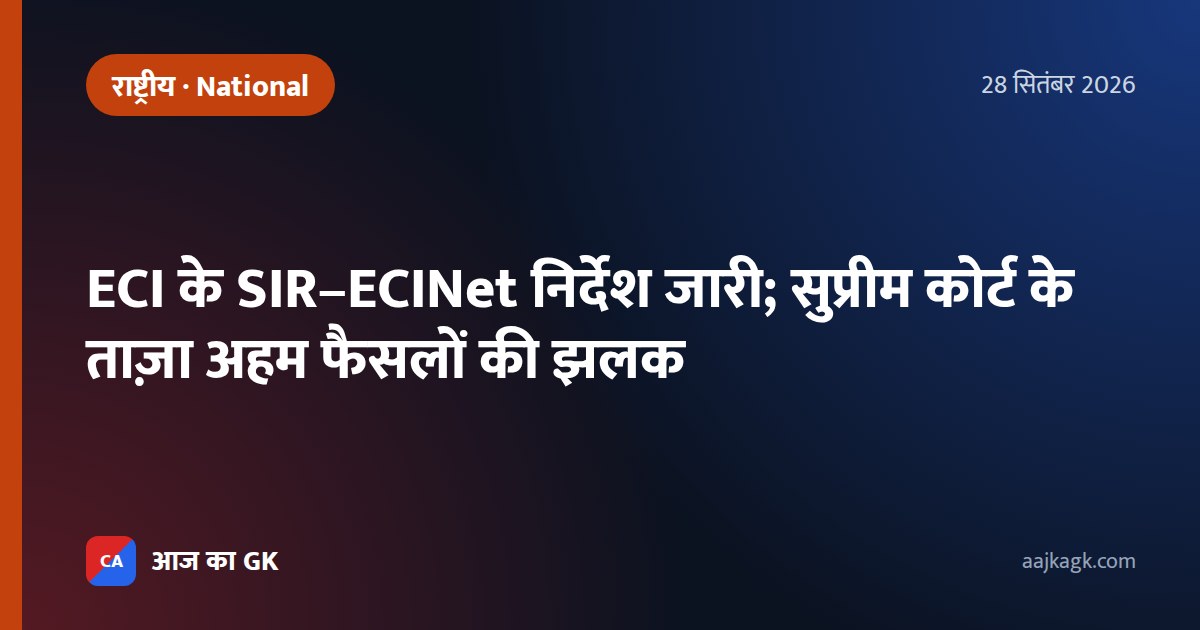 ECI के SIR–ECINet निर्देश जारी; सुप्रीम कोर्ट के ताज़ा अहम फैसलों की झलक