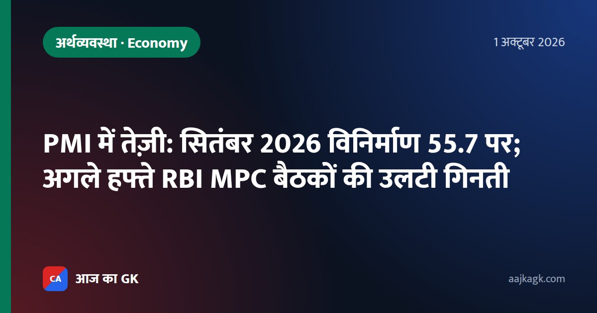 PMI में तेज़ी: सितंबर 2026 विनिर्माण 55.7 पर; अगले हफ्ते RBI MPC बैठकों की उलटी गिनती
