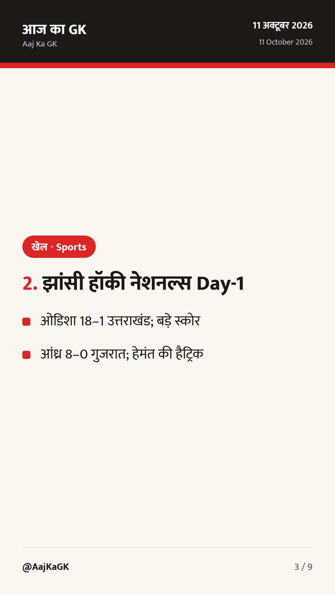 IND–WI 3rd T20I आज इंदौर में; झांसी हॉकी नेशनल्स Day-1 धमाकेदार; ISL वीकेंड एक्शन — 3