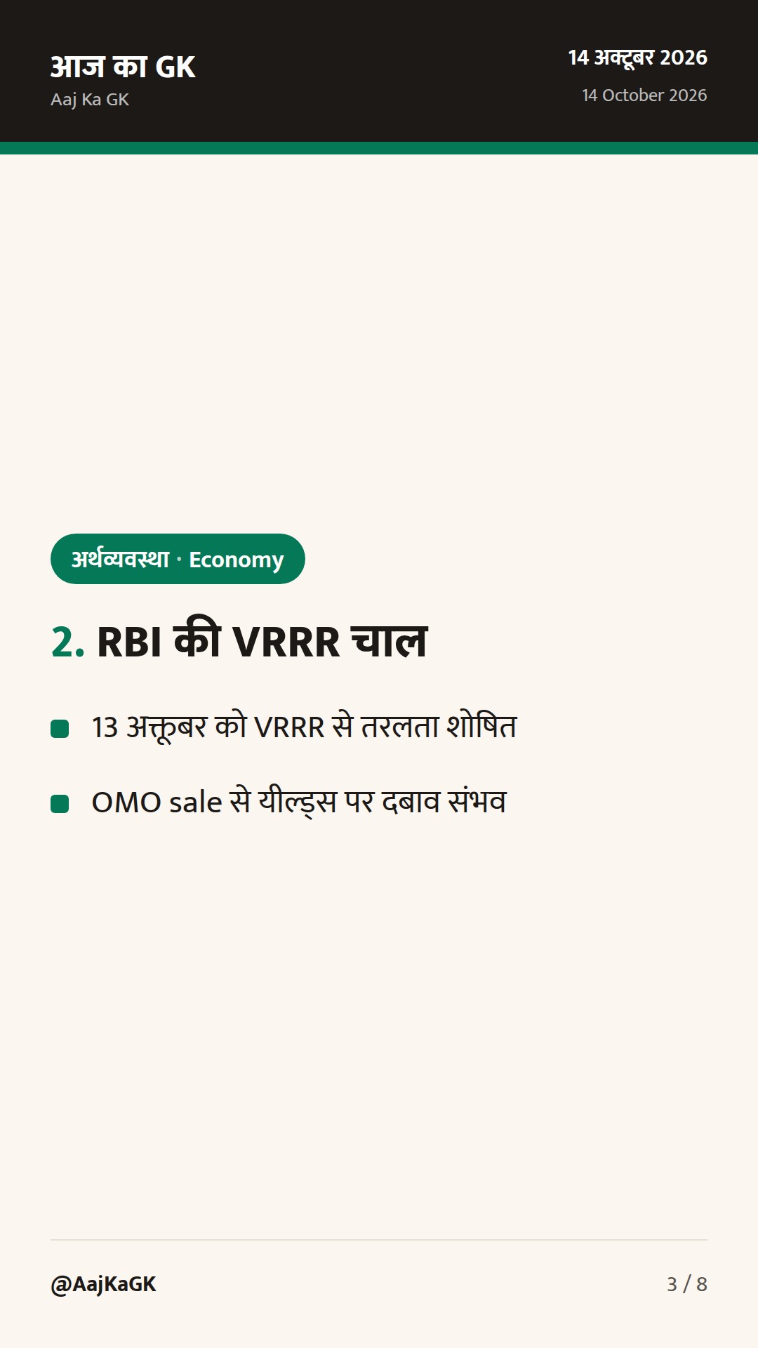 आज WPI सितंबर 2026 जारी; RBI ने 13 अक्तूबर को VRRR से तरलता सोखी — 3