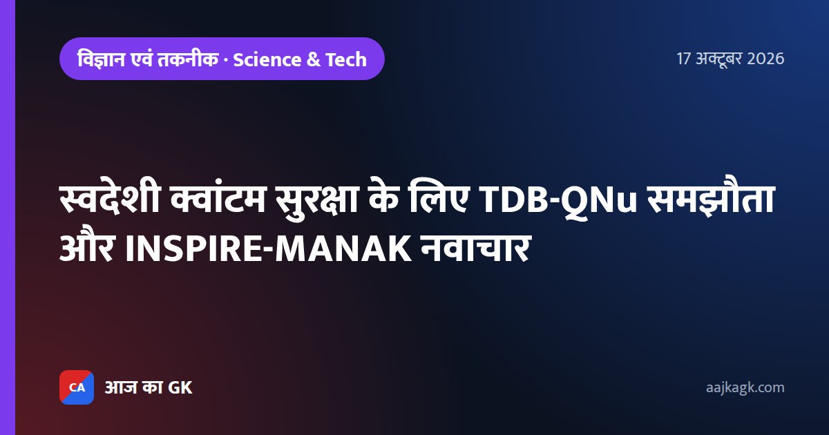 स्वदेशी क्वांटम सुरक्षा के लिए TDB-QNu समझौता और INSPIRE-MANAK नवाचार