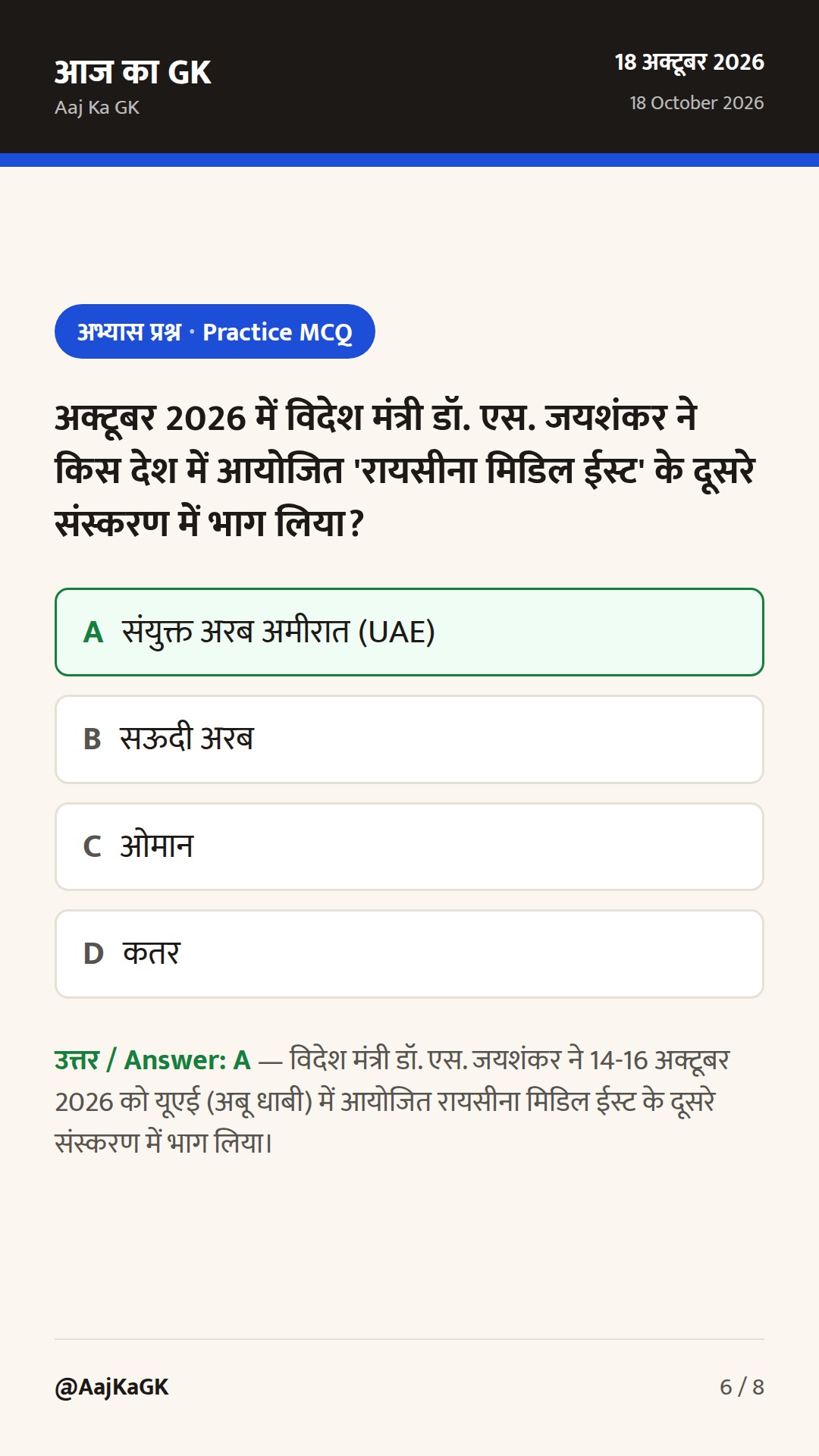 रायसीना मिडिल ईस्ट 2026 और मालदीव को करेंसी स्वैप रोलओवर: भारत की बहुपक्षीय कूटनीति — 6