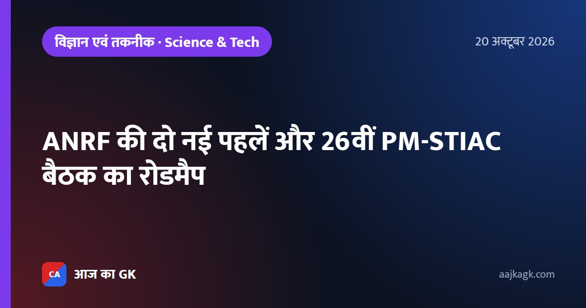 ANRF की दो नई पहलें और 26वीं PM-STIAC बैठक का रोडमैप