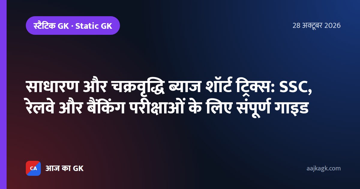 साधारण और चक्रवृद्धि ब्याज शॉर्ट ट्रिक्स: SSC, रेलवे और बैंकिंग परीक्षाओं के लिए संपूर्ण गाइड