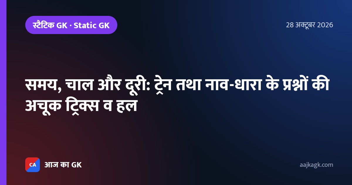 समय, चाल और दूरी: ट्रेन तथा नाव-धारा के प्रश्नों की अचूक ट्रिक्स व हल