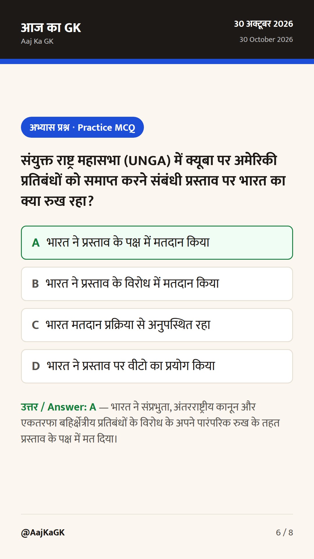 UNGA में क्यूबा प्रतिबंध पर भारत का रुख, भारत-सऊदी SPC बैठक और कतर वार्ता — 6